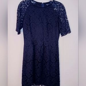 Madewell Navy Lacefit and Flare Dress Mid Arm sleeves sz 6